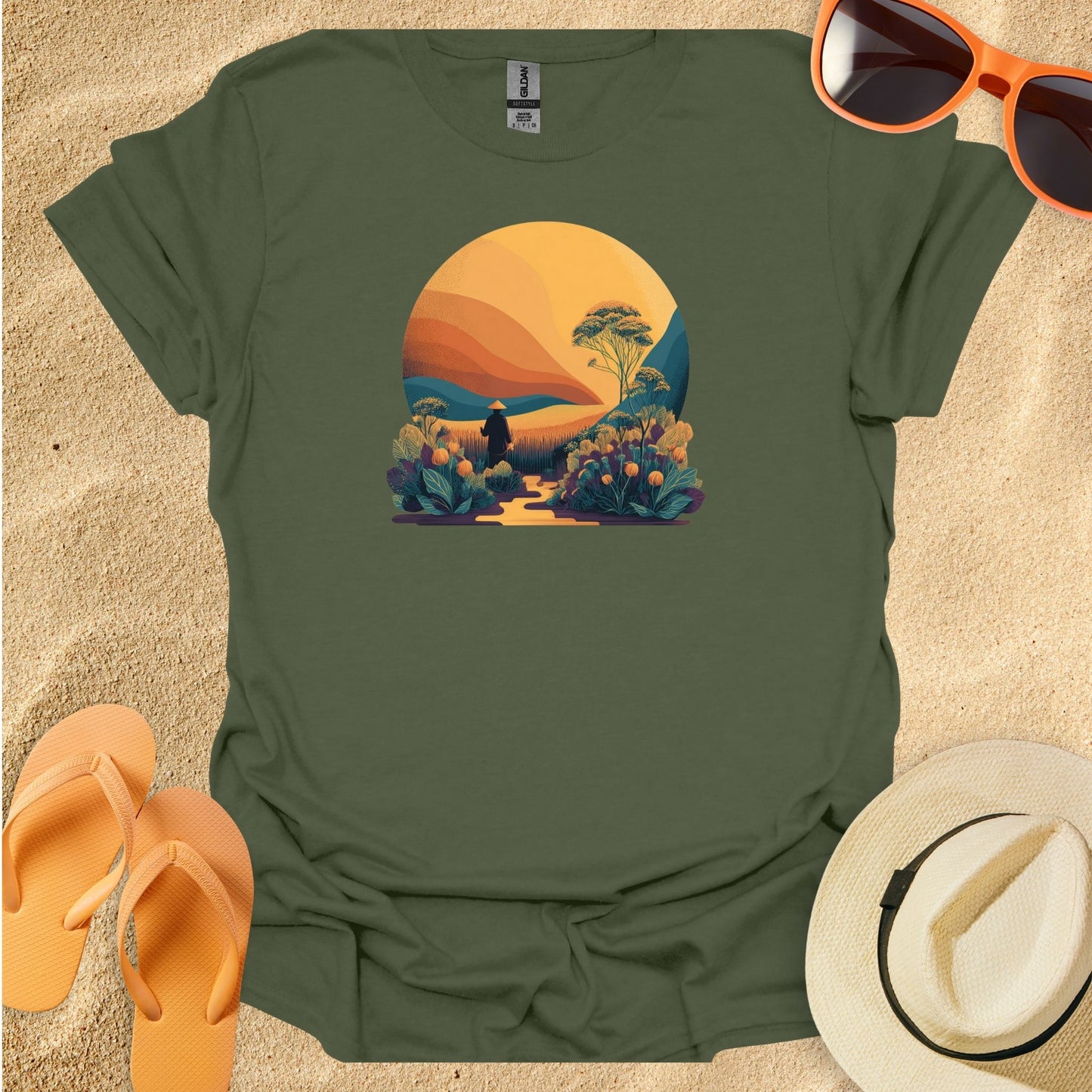 Chinese Farmer Minimalist Illustration